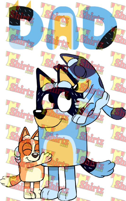 Bluey Dad And Kids Digital Prints