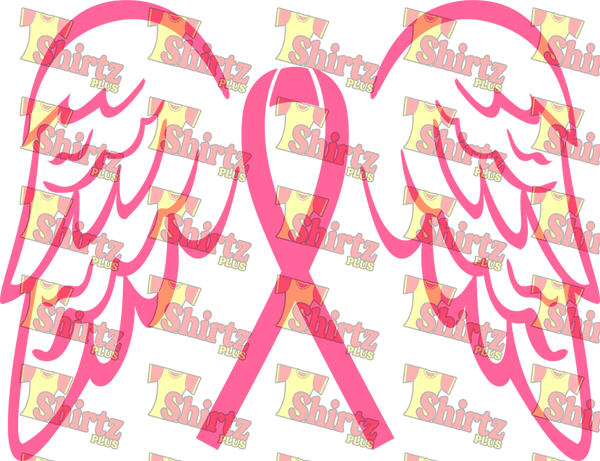 Breast Cancer Ribbon With Wings Digital Prints