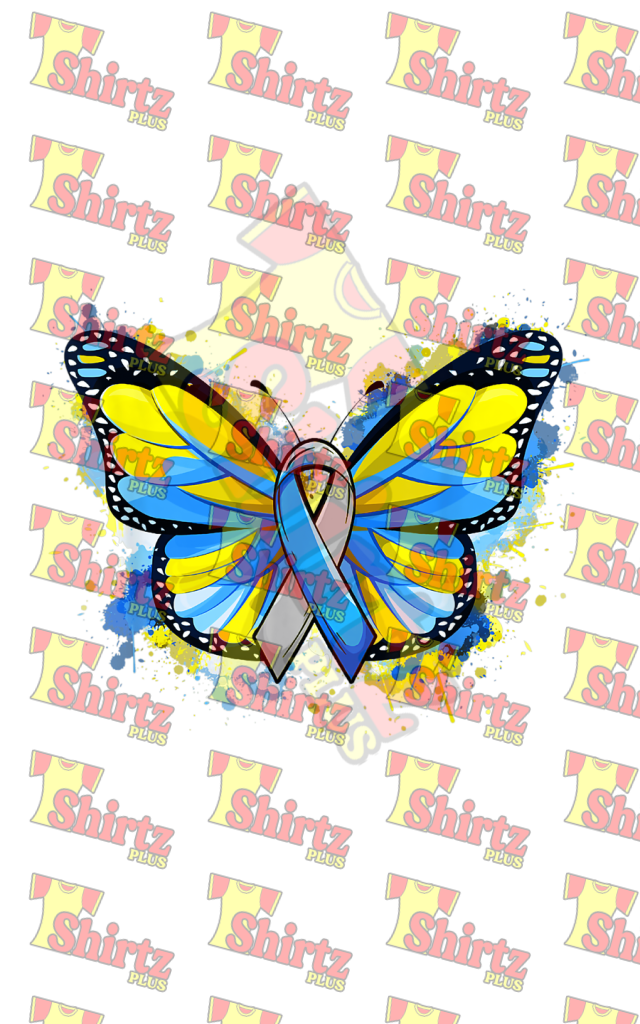 Idd Syndrome Awareness Gifts Yellow Blue Ribbon Butterfly Digital Prints