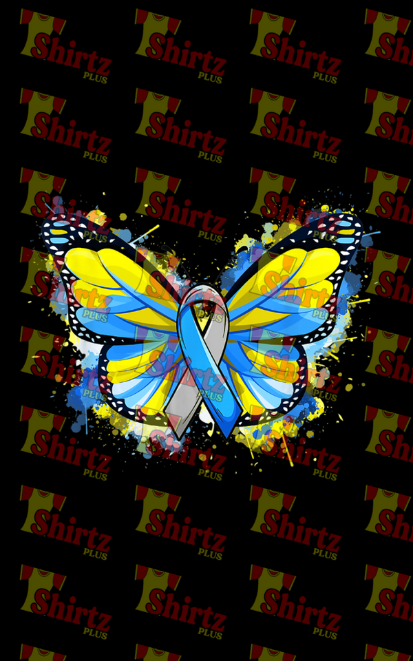 Idd Syndrome Awareness Gifts Yellow Blue Ribbon Butterfly Digital Prints